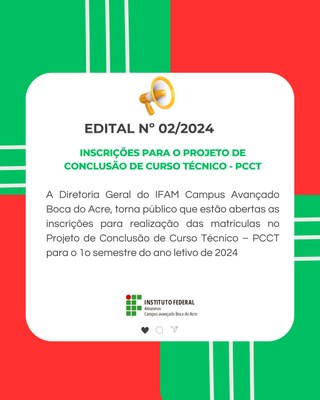 Inscrições abertas para Projeto – PCCT 2024