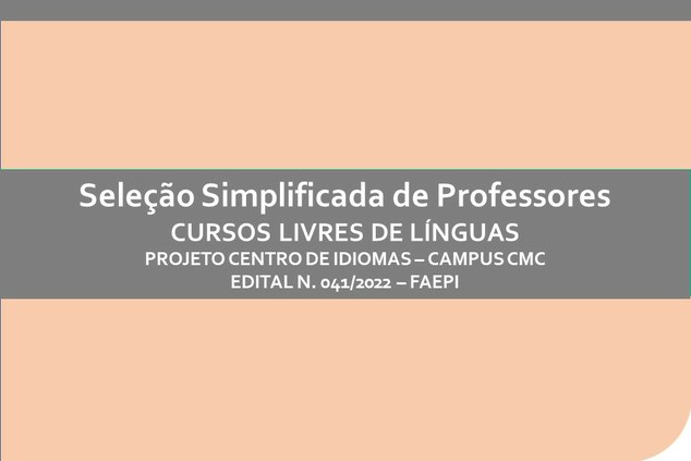 Seleção Simplificada de Professores - Cursos Livres de Línguas 