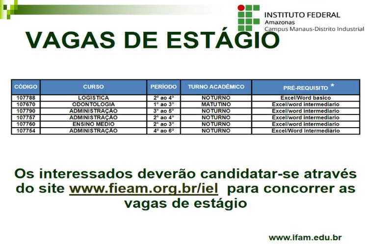 Vaga de Estágio em Diversas Áreas