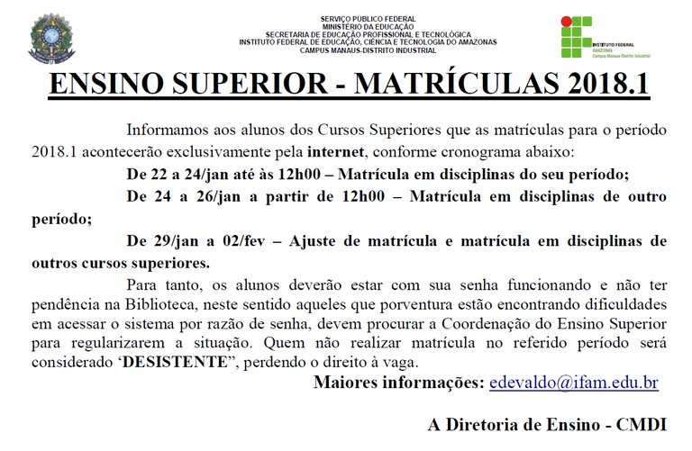 Renovação de Matrícula - Ensino Superior