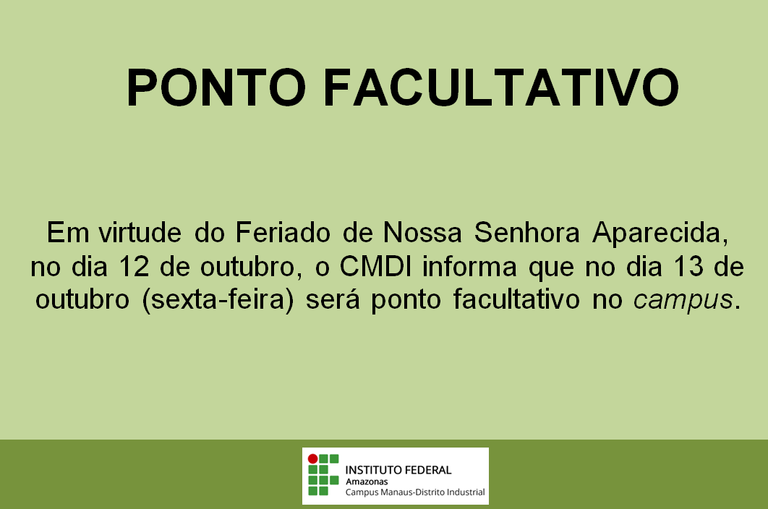 Ponto Facultativo no CMDI