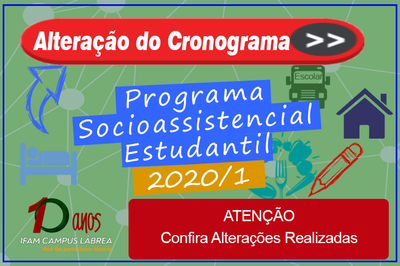 O diretor Geral do IFAM Campus Lábrea comunica alteração do Cronograma PAES 2020.