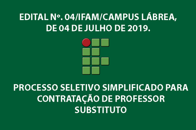 Com remuneração de R$ 3.130,85, o Instituto Federal do Amazonas (IFAM) – campus Lábrea está com inscrições abertas para o processo seletivo que visa contratar quatro professores substitutos para atuar no campus.