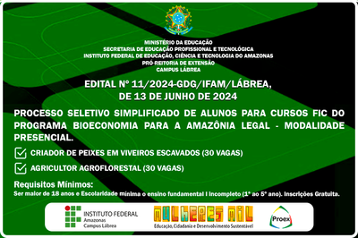 São 30 vagas para Criador de Peixes em viveiros Escavados e 30 vagas para Agricultor Agroflorestal.