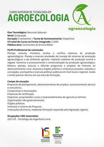 Catálogo - Curso Superior de Tecnologia em Agroecologia