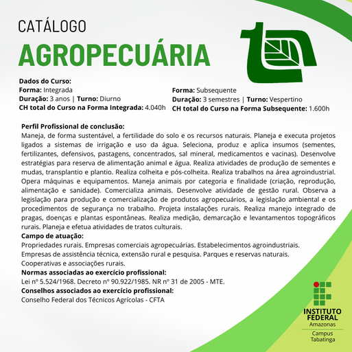 Catálogo - Curso Técnico em Agropecuária