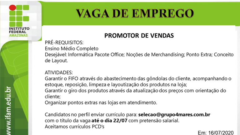 Promotor de Vendas