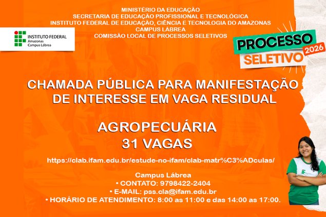 Chamada Pública para Vaga Residual PS 2026/1