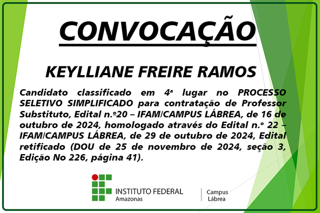 Convocação Professor Substituto