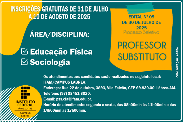 Processo Seletivo Simplificado de Professor Substituto