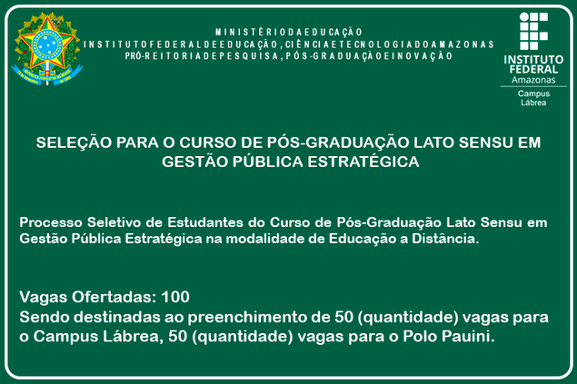 Seleção de Pós-graduação Lato Sensu em Gestão Pública Estratégica