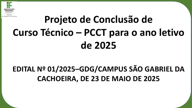 Projeto de Conclusão de Curso Técnico - PCCT 2025