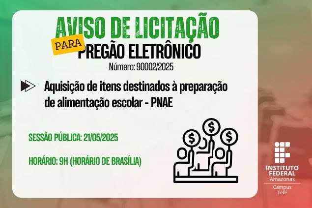 Aquisição de itens destinados à preparação da alimentação escolar, conforme os ditames do Programa Nacional de Alimentação Escolar - PNAE.
