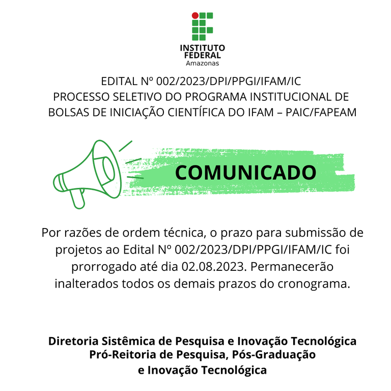 Comunicado prorrogação